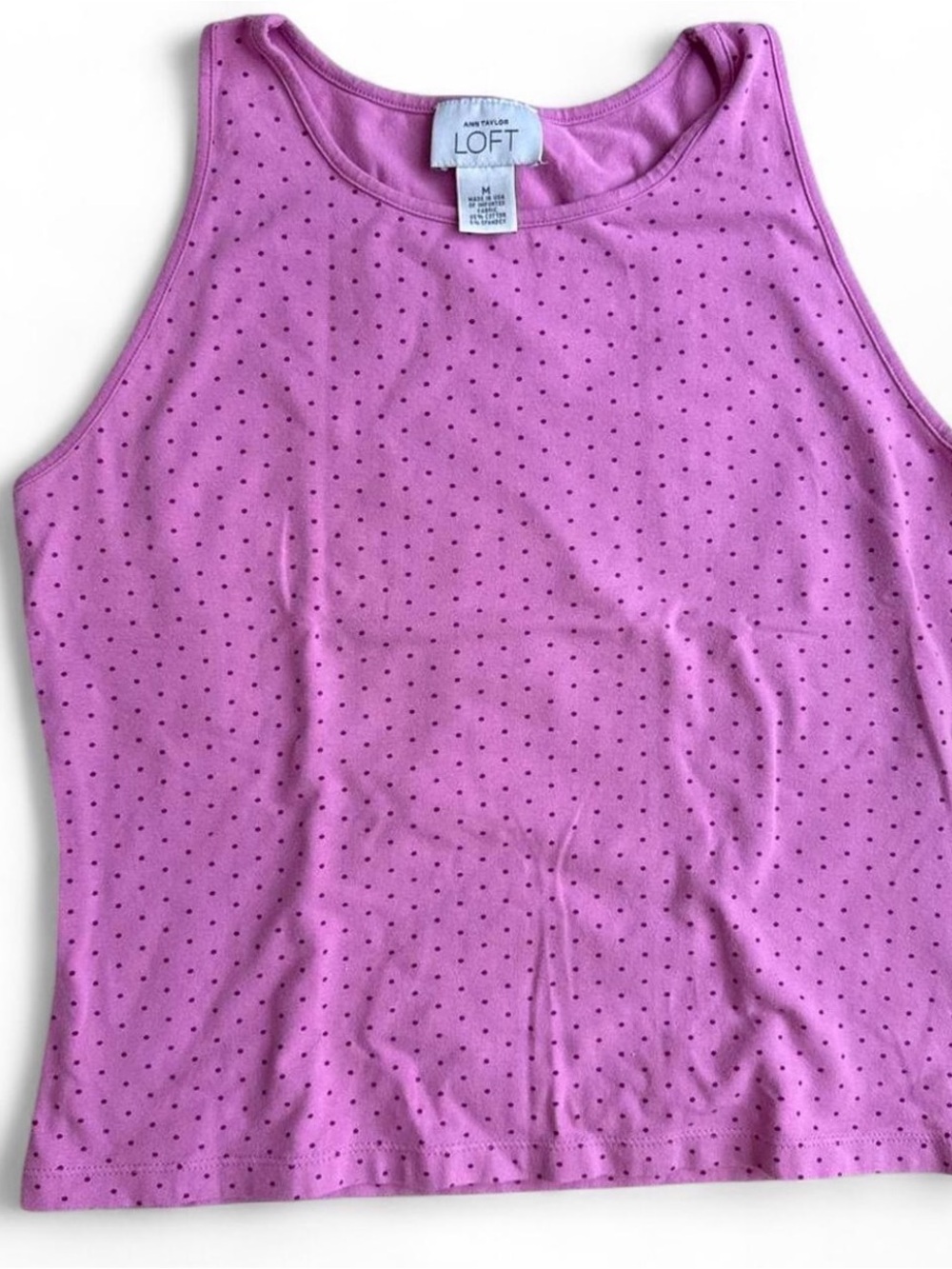 LOFT Pink Polka Dot Tank Top